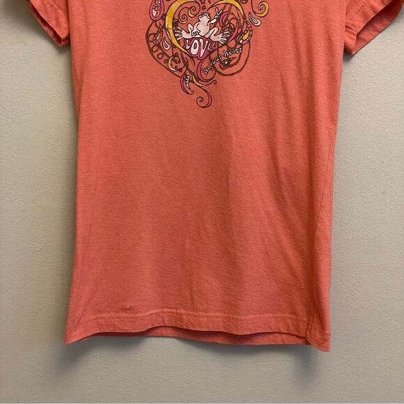 PeaceFrog XS short sleeve graphic tee Frog heart 1970s vibes Barbie barbiecore - Picture 4 of 7